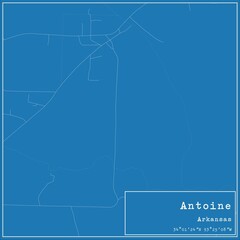 Blueprint US city map of Antoine, Arkansas.
