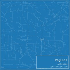 Blueprint US city map of Taylor, Arkansas.