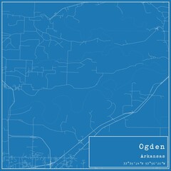 Blueprint US city map of Ogden, Arkansas.