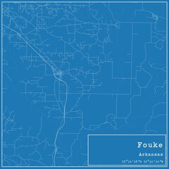Blueprint US city map of Fouke, Arkansas.