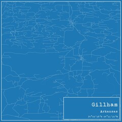 Blueprint US city map of Gillham, Arkansas.