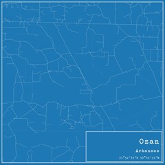 Blueprint US city map of Ozan, Arkansas.