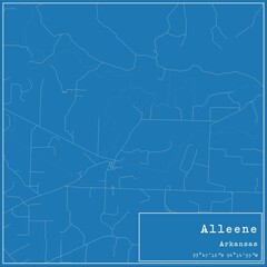 Blueprint US city map of Alleene, Arkansas.