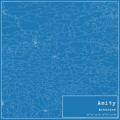 Blueprint US city map of Amity, Arkansas.