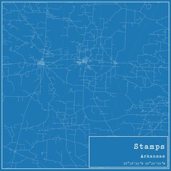 Blueprint US city map of Stamps, Arkansas.