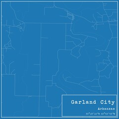 Blueprint US city map of Garland City, Arkansas.