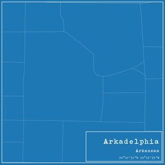 Blueprint US city map of Arkadelphia, Arkansas.
