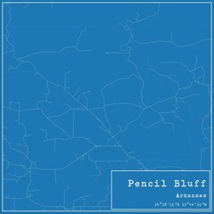Blueprint US city map of Pencil Bluff, Arkansas.