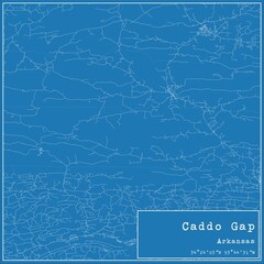 Blueprint US city map of Caddo Gap, Arkansas.