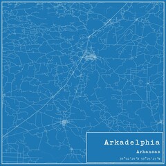 Blueprint US city map of Arkadelphia, Arkansas.