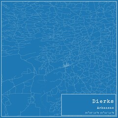 Blueprint US city map of Dierks, Arkansas.