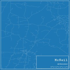 Blueprint US city map of McNeil, Arkansas.