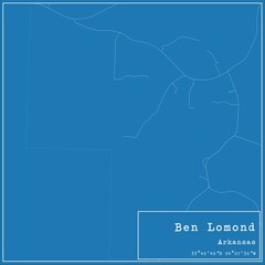 Blueprint US city map of Ben Lomond, Arkansas.