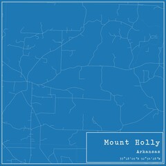 Blueprint US city map of Mount Holly, Arkansas.