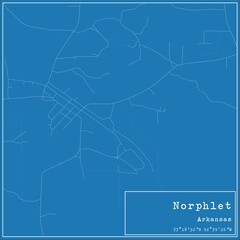 Blueprint US city map of Norphlet, Arkansas.