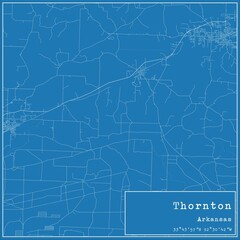 Blueprint US city map of Thornton, Arkansas.