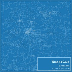 Fototapeta premium Blueprint US city map of Magnolia, Arkansas.
