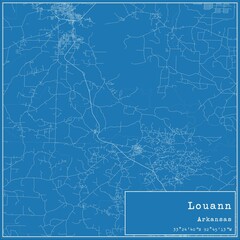 Blueprint US city map of Louann, Arkansas.
