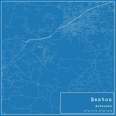Blueprint US city map of Benton, Arkansas.