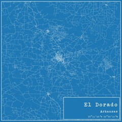 Blueprint US city map of El Dorado, Arkansas. - obrazy, fototapety, plakaty