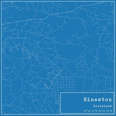 Fototapeta premium Blueprint US city map of Hineston, Louisiana.