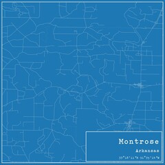 Blueprint US city map of Montrose, Arkansas.
