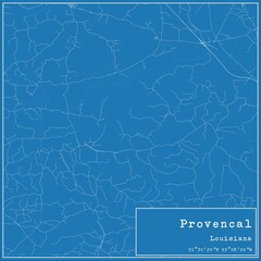 Blueprint US city map of Provencal, Louisiana.