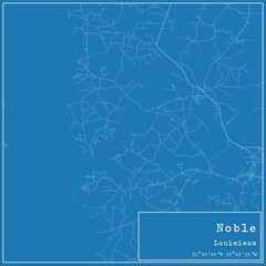Blueprint US city map of Noble, Louisiana.