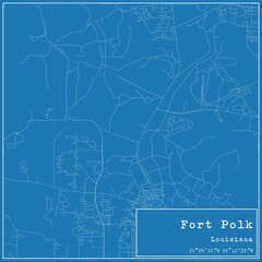 Fototapeta premium Blueprint US city map of Fort Polk, Louisiana.