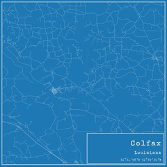 Blueprint US city map of Colfax, Louisiana.