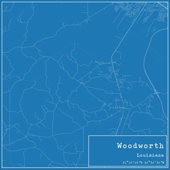 Fototapeta premium Blueprint US city map of Woodworth, Louisiana.