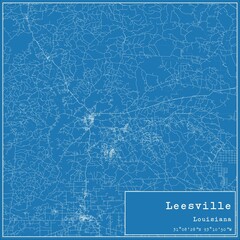 Blueprint US city map of Leesville, Louisiana.