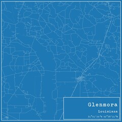 Blueprint US city map of Glenmora, Louisiana.