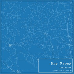 Blueprint US city map of Dry Prong, Louisiana.