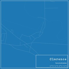 Blueprint US city map of Clarence, Louisiana.