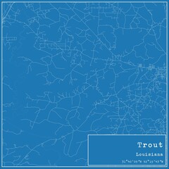 Blueprint US city map of Trout, Louisiana.