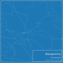 Blueprint US city map of Palmetto, Louisiana.