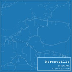 Blueprint US city map of Moreauville, Louisiana.