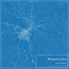 Blueprint US city map of Pineville, Louisiana.