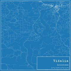 Obraz premium Blueprint US city map of Vidalia, Louisiana.