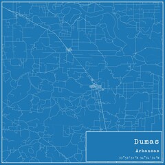 Blueprint US city map of Dumas, Arkansas.