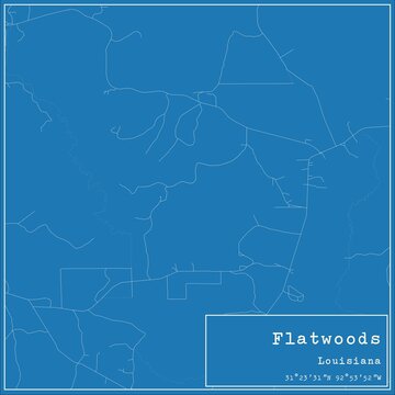 Blueprint US city map of Flatwoods, Louisiana.