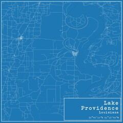 Blueprint US city map of Lake Providence, Louisiana.