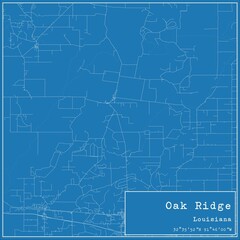 Blueprint US city map of Oak Ridge, Louisiana.