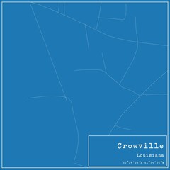Fototapeta premium Blueprint US city map of Crowville, Louisiana.