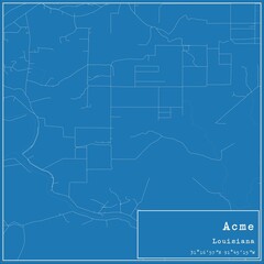 Blueprint US city map of Acme, Louisiana.