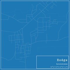 Blueprint US city map of Hodge, Louisiana.