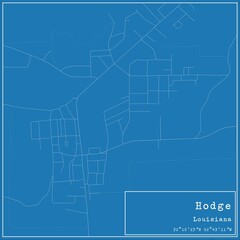 Blueprint US city map of Hodge, Louisiana.
