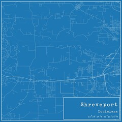 Fototapeta premium Blueprint US city map of Shreveport, Louisiana.