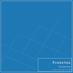 Blueprint US city map of Powhatan, Louisiana.